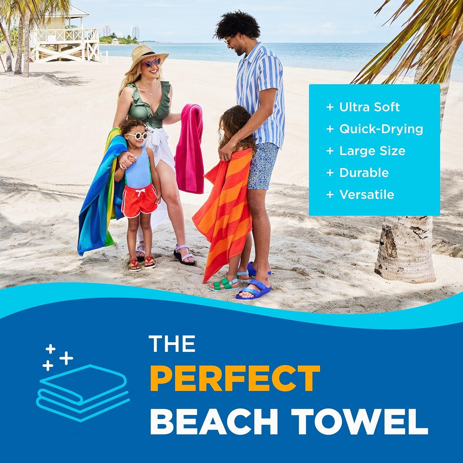 Kaufman - Ultrasoft, Plush ,100% Combed Ring Spun Yarn dye Cotton Velour Tonal Stripe Oversized 30”x60” Highly Absorbent, Quick Dry, Colorful Striped Beach, Pool and Bath Towel. (4)