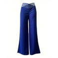 thumbnail image 3 of MORTTIC Women's Transparent Mesh Patchwork High Waist Pants With Elegant Cross Detail, Solid Color Fashion Trousers, 3 of 5