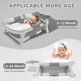 thumbnail image 6 of TOPCHANCES Collapsible Baby Bathtub with Thermometer, Newborn Baby Shower Tub + Baby Tub Cushion + Bath Cap + Shampoo Brush, Portable Baby Folding Bathtub for 0-12 Month Newborn (Gray), 6 of 8