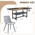 thumbnail image 4 of Table And Chair Set.71*35.4 Inch Wooden And Black Spliced Dining Table With Storage Function In The Middle Of The Table Legs. 8 Light Gray Linen Dining Chairs With Curved Widened Cushion. 73592, 4 of 16