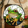 thumbnail image 2 of Stained Glass Window Hanging, Green Frog White Petals Sun Catchers Colorful Glass Panel Cute Suncatcher Decor for Birthday for Women, Men, Wife, Aunt, and Mom, 2 of 5