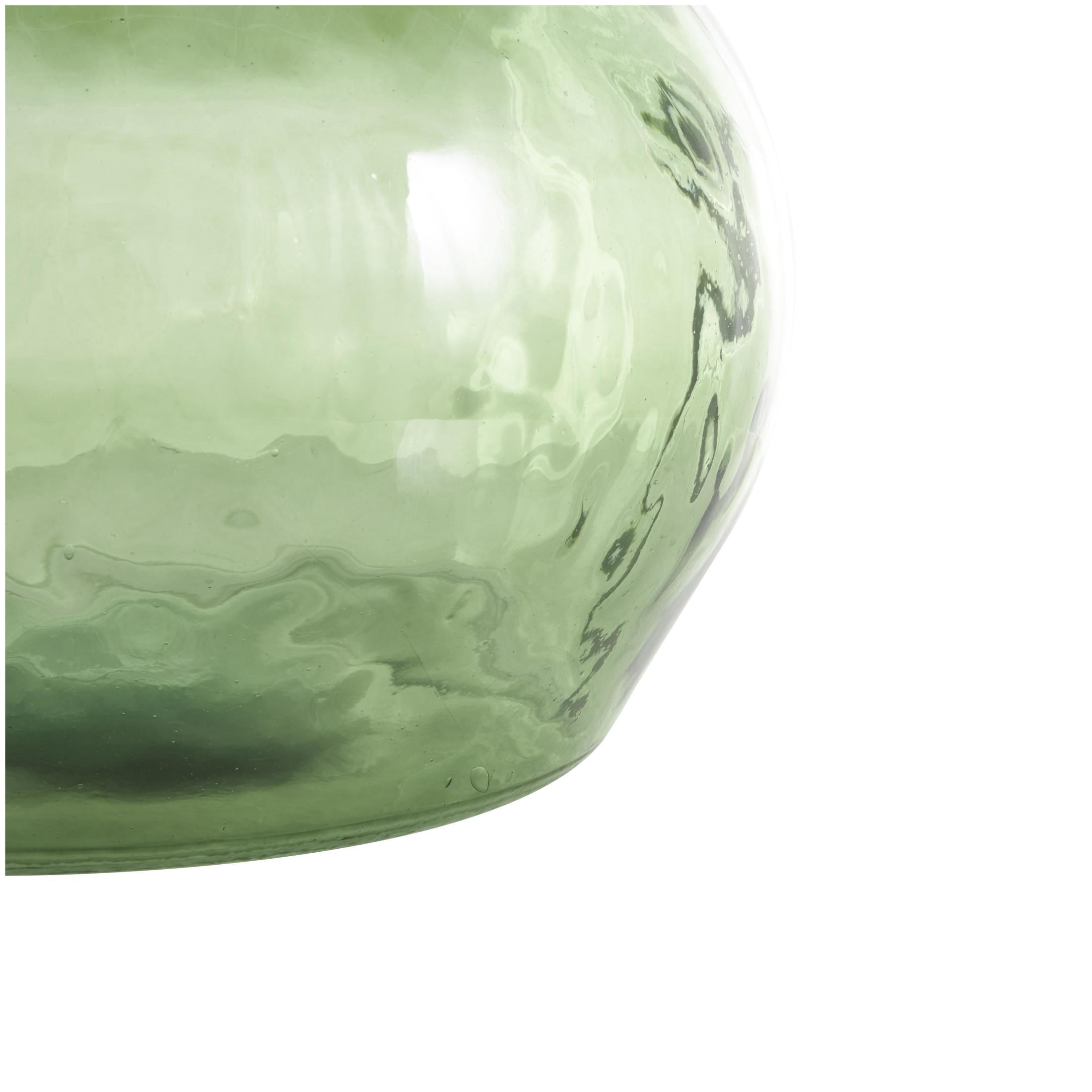 DecMode 19" Handmade Wide Spanish Bottle Neck Ombre Green Recycled Glass Vase