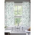 thumbnail image 3 of Spring Flower Semi Sheer Curtains 63 Inch Length 2 Panels Set, Vintage Farmhouse Turquoise Boho Leaf Sheer Kitchen Curtain Privacy Voile Window Curtain for Living Room Bedroom Rod Pocket Drapes, 3 of 7