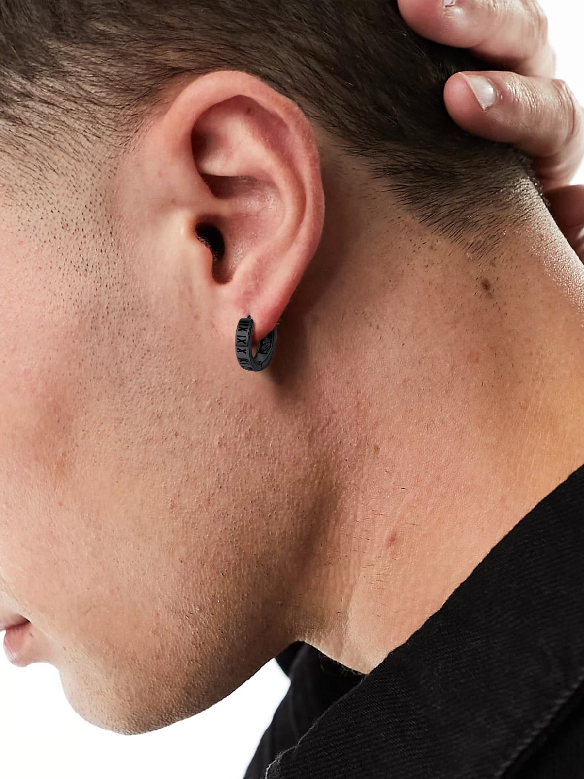 Small Hoop Earrings For Men Mens Earrings, Black Huggie Hoop