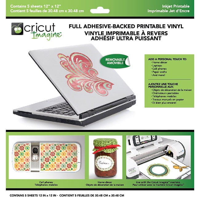 cricut imagine full adhesive backed printable vinyl pack of 15 vinyl cricut sheets
