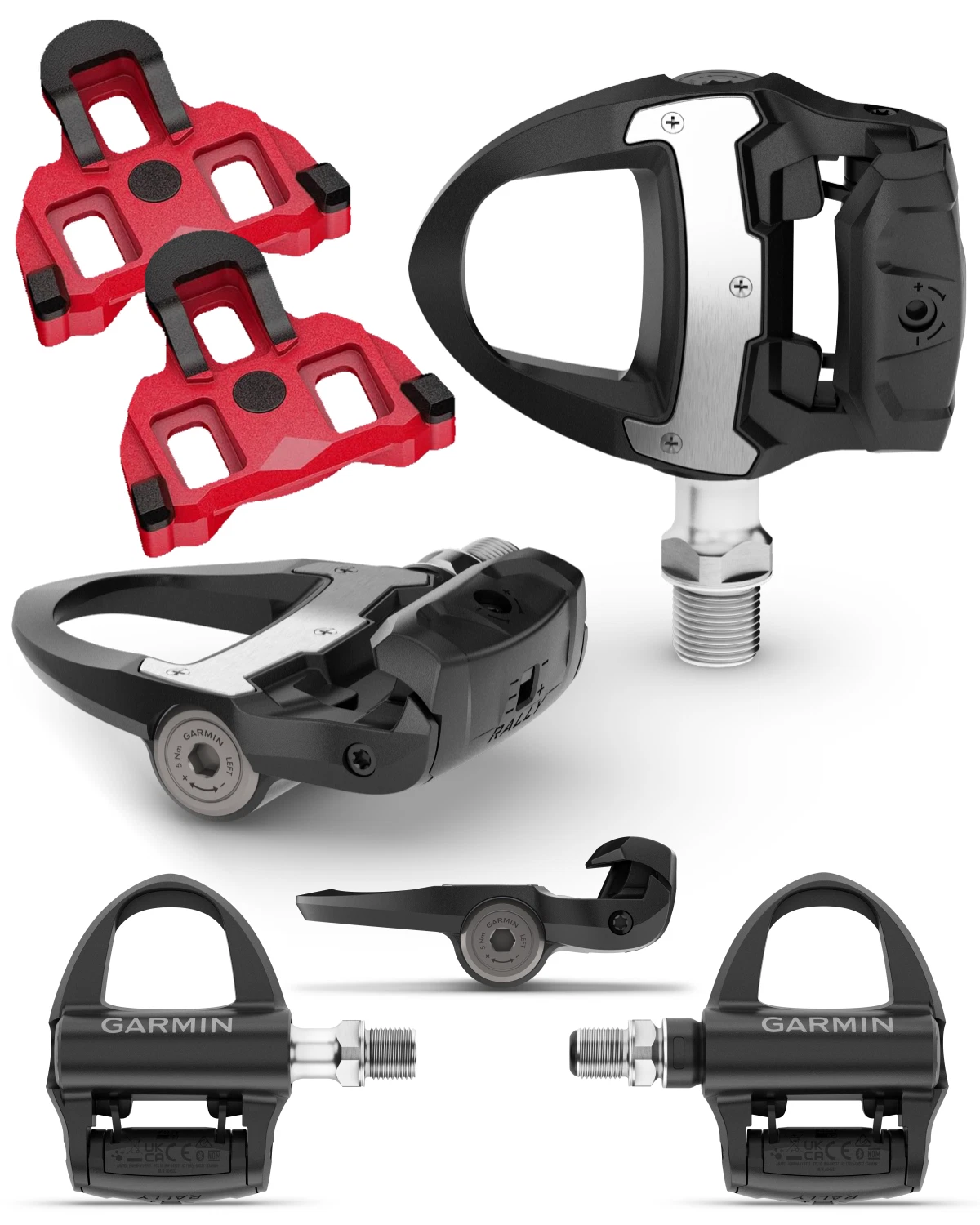 Garmin Rally RS110 Single-Sensing Road Power Meter Pedals – SPD-SL, Upgradeable, Rechargeable 90h w/ Wearable4U Power Bank Bundle