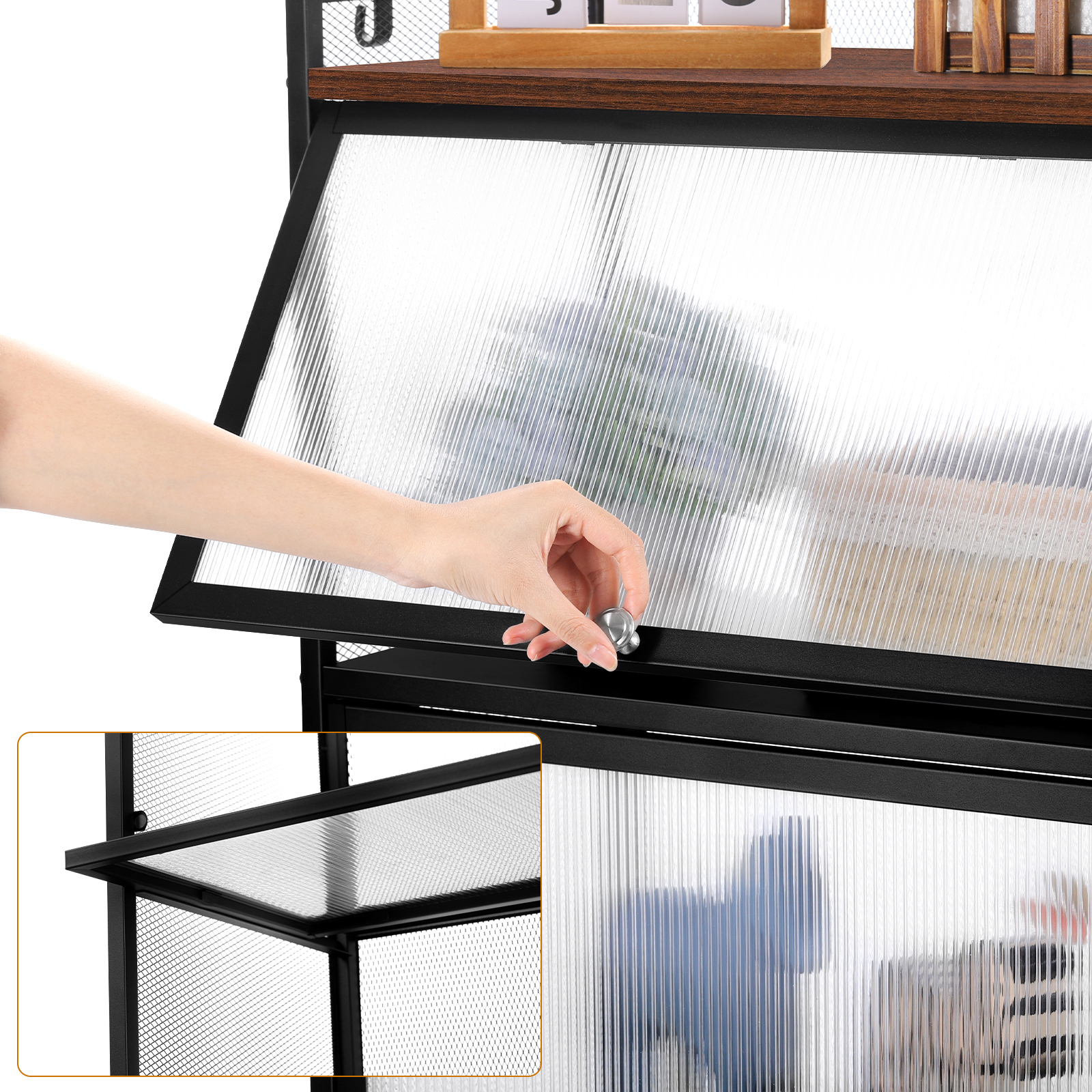 5-Tier Metal Black 23.62" Microwave Rack Storage Cabinet