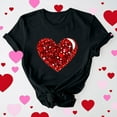 thumbnail image 5 of Jsaierl Womens Valentine's Day Shirts Love Heart Print Tees Trendy Short Sleeve Blouse Crewneck Holiday T-shirt Tops Valentines Day Gifts, 5 of 8