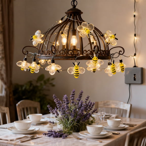 YIMWNYI Bee Shaped Battery Powered LED String Lights, No Plug Needed, Portable & Easy to Install, Decorative Indoor Outdoor Lighting, Energy Saving, Party and Holiday Decor, Wall and Window Lights