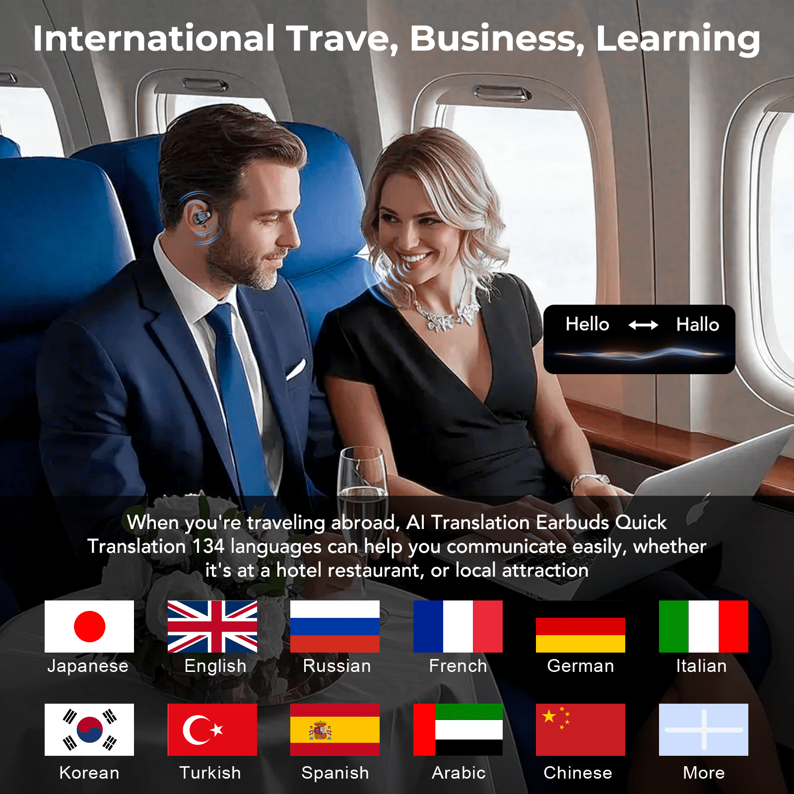 ERAZER X8 Translator Earbuds Real-time 135 Languages Wireless Bluetooth 5.4 AI Translation Earbuds with Long Battery Life