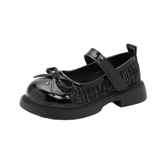 ZToonmas Little Kids Girls' French Classic Style Tweed Patchwork Mary Jane Leather Shoes Hook and Loop Strap Soft Sole Princess Dress Flats for School and Stage Performance