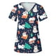thumbnail image 1 of Tops Para Mujer, Blusa Navideña, Camisas de Moda, Manga Corta, Cuello en V, Uniforme de Trabajo, Estampado Con Bolsillo Odeerbi  ODB170906, 1 of 4