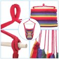 thumbnail image 4 of Macrame Hammock Chair Rope Swing, 550 Lbs Capacity, Two Cushions & Portable Steel Spreader Bar for Indoor/Outdoor,Rainbow Stripes, 4 of 9