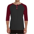 thumbnail image 1 of HAiming Mens 3/4 Sleeve Baseball Shirt Casual Crew Neck Button Pullover Tops Color Block Athletic Tee, 1 of 7