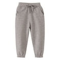 thumbnail image 2 of Long Pants for Girls Boys, Autumn Winter Sports Sweatpants with Pocket Ribbed Drawstring Elastic Waist Jogger Relax Fit Running Track Pants, 2 of 4