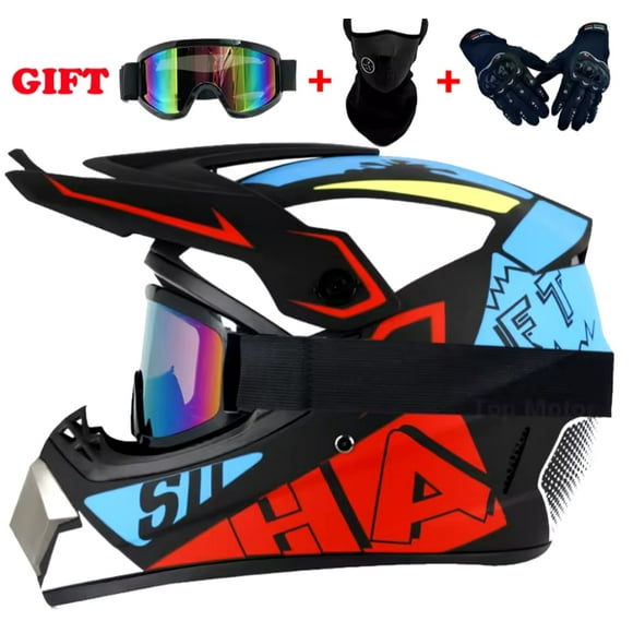 Casco Protector para Motocross Modelo: SVIII/WB506 + Guantes/Goggles/Balaclava