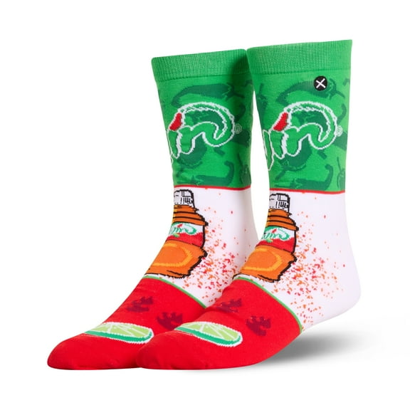 Cool Socks – Tajín Mash-Up Crew Socks – Size Large for Men & Women – Spicy Seasoning Graphic – Comfy