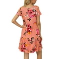 thumbnail image 2 of CALIPESSA Womens Summer Tiered Layer Pink Floral Print Short Dress Casual Swing Flowy Short Sleeve Ruffle Tunic Dresses, 2 of 5