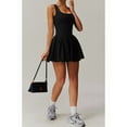thumbnail image 6 of Womens Bubble Tennis Dress Squre Neck Sleeveless Workout Golf Athletic Dresses Build in Shorts with Pockets Black S, 6 of 7