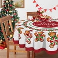 thumbnail image 4 of Merry Christmas Gingerbread Man Round Tablecloth 70 x 70 Inch, Xmas Peppermint Candy Holly Red Berry Decorative Table Cloth Dining Table Cover, Winter Holiday Dinner Party Picnic Decoration, 4 of 7