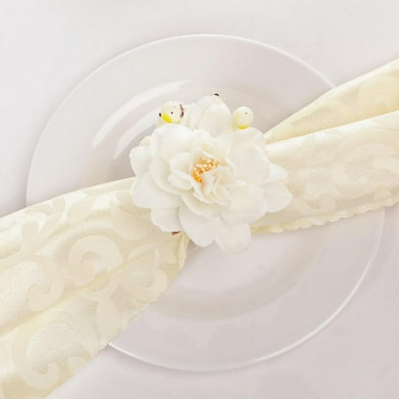 

Handmade Champagne Rose Napkin Rings for Home Kitchen Dining Room Dinner Parties Luncheons Picnics Weddings Buffet Table Flower Artisan Round 1 Pack