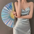 thumbnail image 3 of sunsanly Folding Fan Colorful Handheld Fan with Bamboo Bones for Festivals Rave Parties Performance Home Decoration, 3 of 8