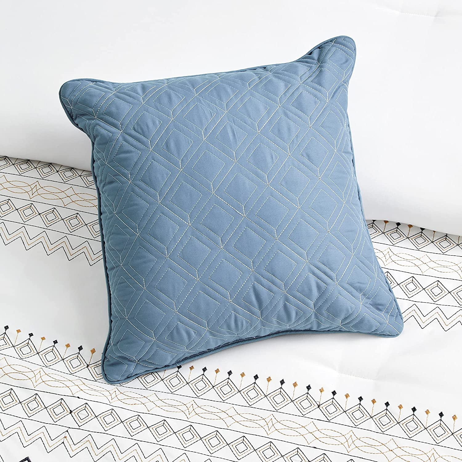 Chezmoi Collection Hart 7-Piece Southwestern Geometric Embroidery Comforter Set