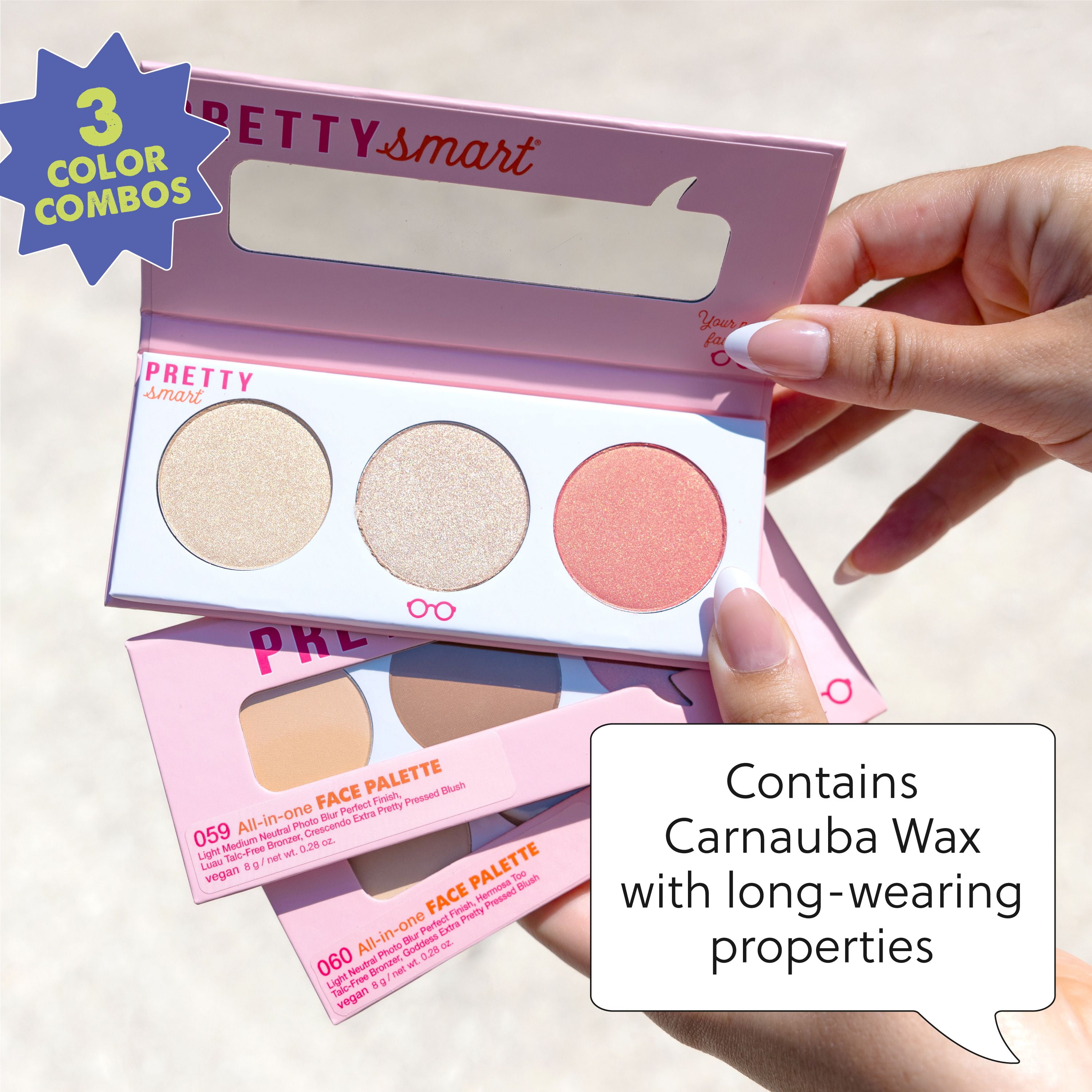 Pretty Smart All-in-one Face Palette 059, Light Medium Neutral Photo Blur Perfect Finish, Luau Talc-Free Bronzer, Crescendo Extra Pretty Pressed Blush, 8g