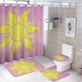 thumbnail image 1 of Juego de 4 cortinas de ducha Rapunzel con alfombrillas antideslizantes, tapa de inodoro y alfombrilla de baño, cortina de ducha impermeable con dibujos animados para niños con 12 ganchos, decoración, 1 of 8