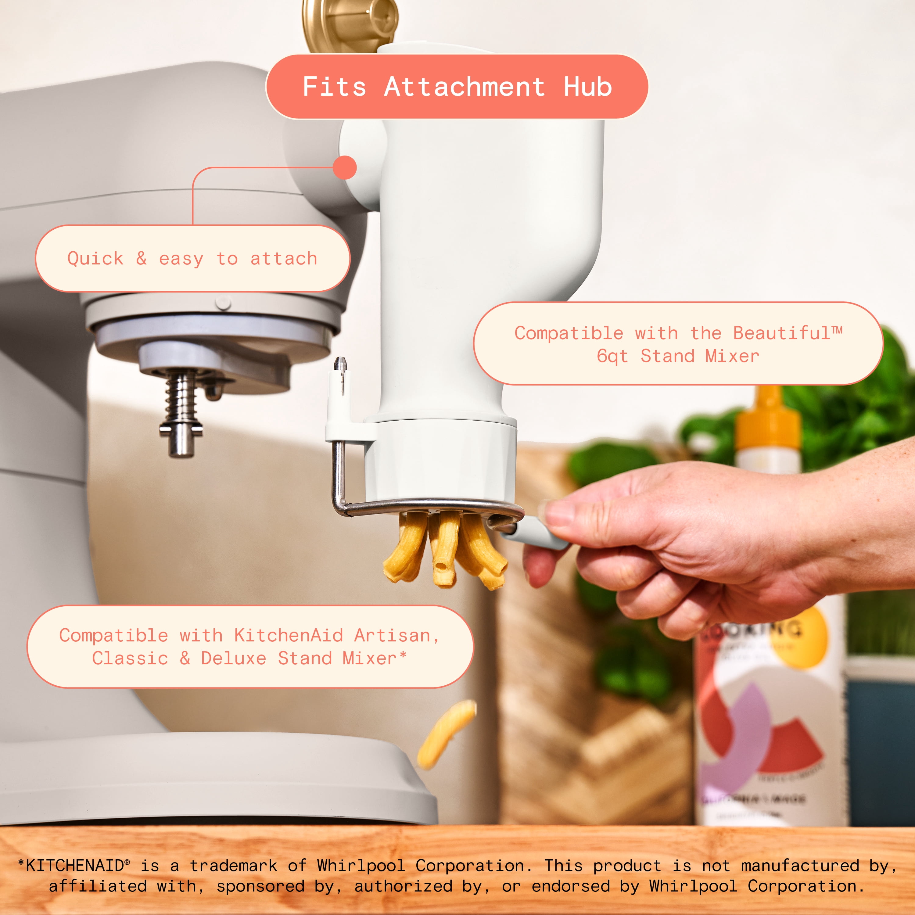 Beautiful Stand Mixer Pasta Maker Extruder Attachment by Drew Barrymore