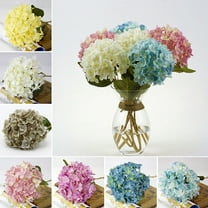 D-GROEE 3 Bouquet Fake Flowers Large Plants Artificial Silk Hydrangea Bush Wildflower Bouquet Rich Green Large Leaves Wedding Party Office Home Indoor Outdoor Decorations