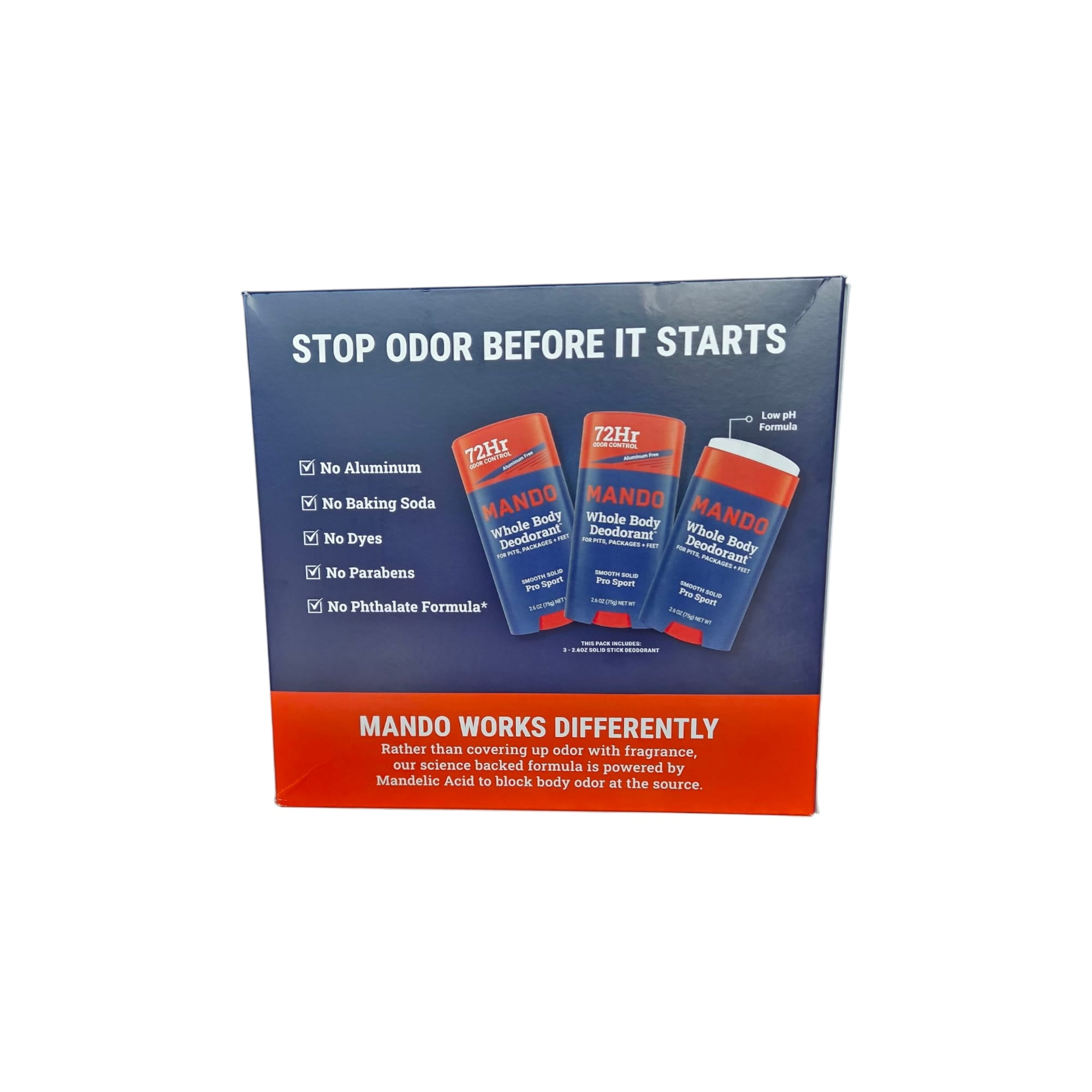 Mando High Performance Whole Body Deodorant – 2.6 oz, 3-Pack, Pro Sport Scent