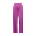 thumbnail image 4 of Arlun Stylish Loose Solid Color High Waist Straight Leg Pants with Pockets Womens Soft Comfortable Elastic Waisted Basic Sports Leisure for Daily Commuter Wear Purple M, 4 of 4