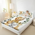thumbnail image 4 of Manfei Wildlife Lions Twin Sheet Sets,Jungle Zebra Lions Twin Fitted Sheet,Kawaii Elephant Giraffe Flat Sheet For Men Women,Super Cozy Room Decor,3pcs, 4 of 7