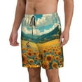 thumbnail image 2 of Logiee Field Style Bicycle Young Sunflower Print Mens Swim Trunks Quick Dry Board Shorts,Breathable Hawaii Beach Shorts Swimwear Bathing Suits-Small, 2 of 6