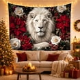 thumbnail image 3 of Floral Garden Lion with Face Upper Detailed Shoulders, Mystical Fantasy for Space Lovers, Galaxy Room Decor, Valentine'S Day Gift, Tapestry Wall Hanging for Bedroom and Dorm, 3 of 7