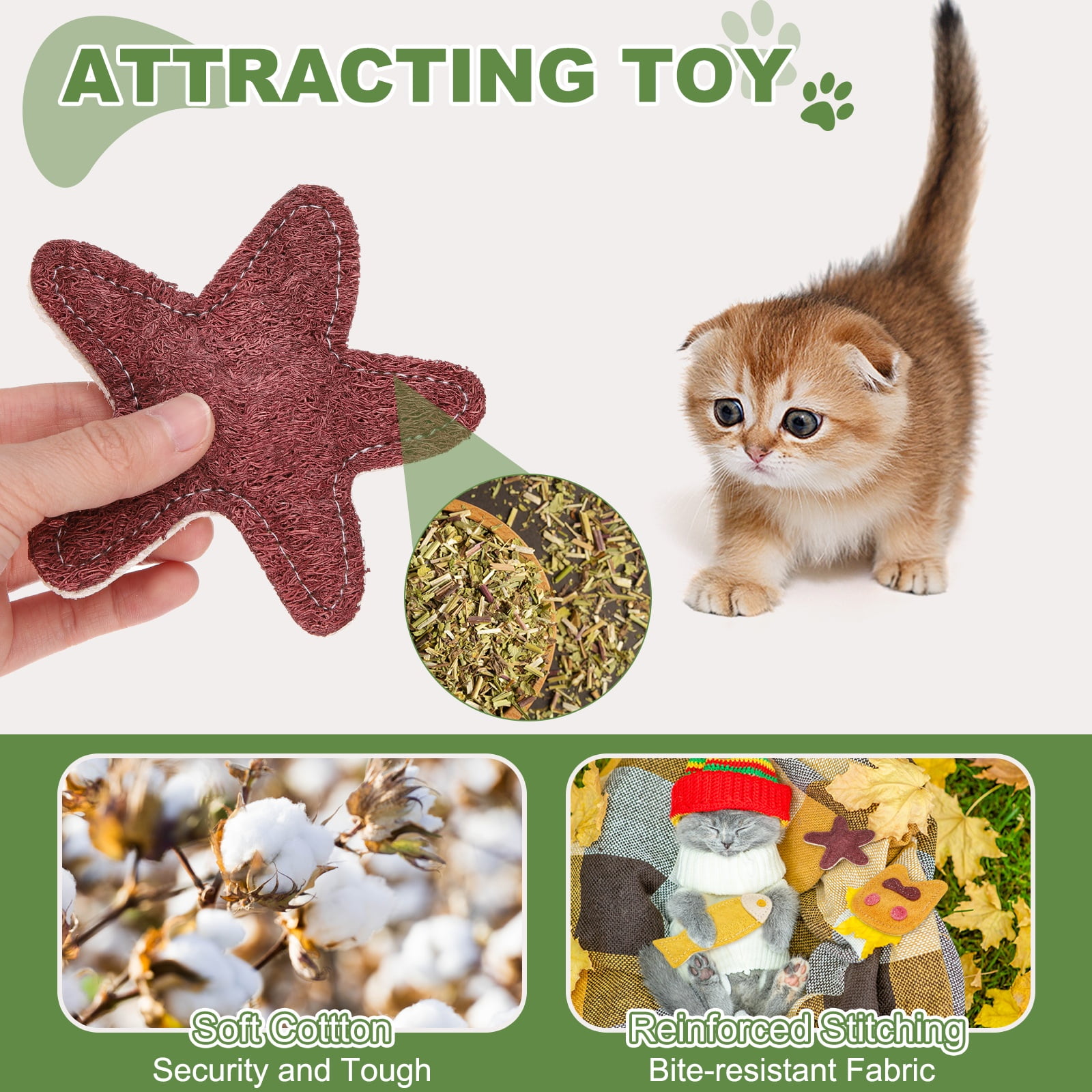 Uxcell Bite Resistant Catnip Playing, Durable and Interesting, Star Shaped Cat Teeth Chew Playing Catnip Filled (Red, 4 Pcs), Intended for Bedroom / Balcony / Living Room