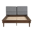 thumbnail image 5 of Walnut Finish King Bedroom Set 4pc Platform Bed Upholstered Headboard, 5 of 7