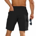 thumbnail image 5 of Domzle Mens Cargo Shorts Casual Drawstring Elastic Waist Stretch Shorts with Pockets Button Closure for Summer Work Outdoor Black M, 5 of 10