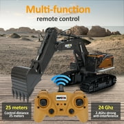 KingShop RC Excavator with Alloy Bucket, 1/14 Scale 22 Channel Remote Control Construction Vehicles Truck Die-cast Engineering Excavator Toys for Kids and Adults