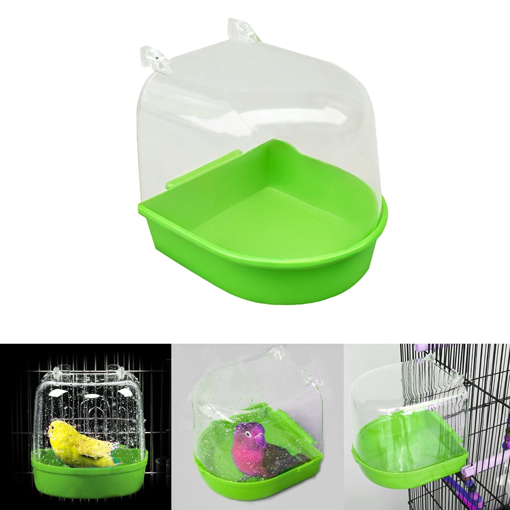 Bird Bath Box Parakeet Caged Bird Bathing Tub with Water Injector for ...