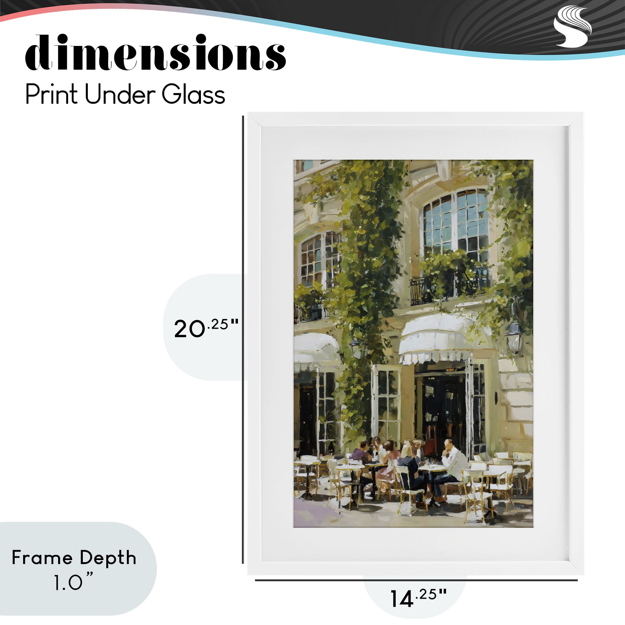 Stupell Industries Cafe Terrace with Ivy White Framed Print Under Glass, design by Petal Prints Design