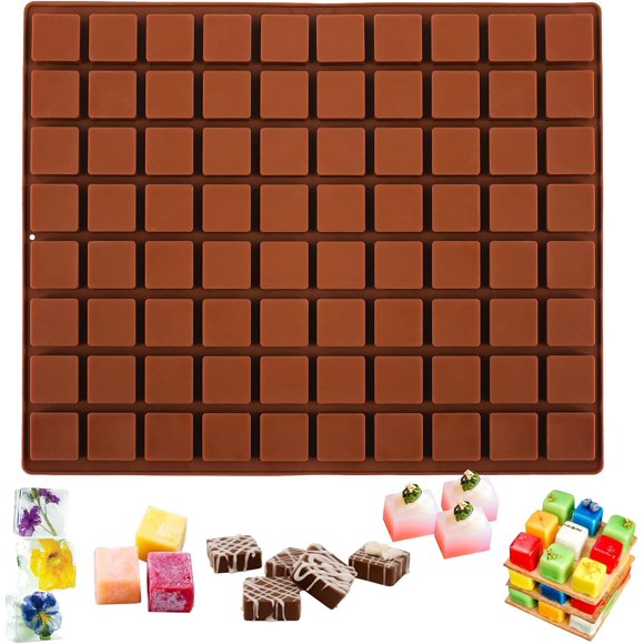 Sakolla Square Silicone Caramel Candy Molds 80-Cavity Chocolates Gummies Hard Candy Molds Bite Size Silicone Molds for Pudding, Jello, Praline, Ice Cube Baking Molds