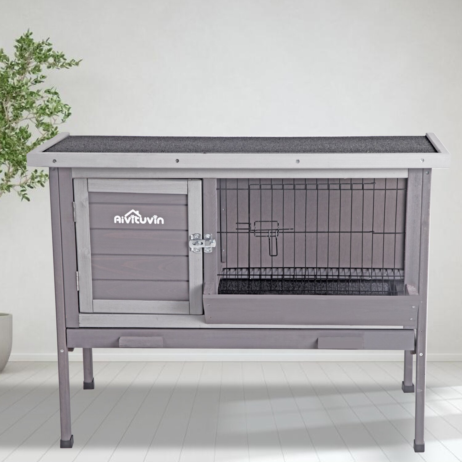Osiris Indoor Rabbit Hutch with Slide Out Tray, Upgrade Extra metal wire pan above the tray so