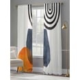 thumbnail image 4 of Bohemian Abstract Sheer Curtains for Living Room Bedroom, Geometric Line Circle Leaves Modern Art Light Filtering Sheer Curtains, Rod Pocket Voile Window Drapes, 2 Panels Set 52"x 84", 4 of 7