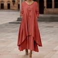 thumbnail image 2 of TJAZFJPA Robes en Crochet pour Femmes Robe Longue Irrégulière Unie Manches Longues Femmes Décontractée Ample Col Rond Robe de Soirée Robes à Rabat pour Femmes Robes de Soirée Formelles, 2 of 5
