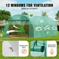 thumbnail image 5 of KFFKFF Walk-in Tunnel Greenhouse, 20x10x7 ft, Featuring a Durable Galvanized Steel Frame and Green PE Covering, Equipped with a Roll-up Zipper Door and 12 Ventilation Windows, 5 of 9
