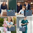thumbnail image 6 of Canvas Tote Bag for Women with Compartments, Medium Navy Checkered Teacher Student Shoulder Bag Nurse Purses Crossbody Bags Work Laptop Book Bag Satchels Handbags, 6 of 6