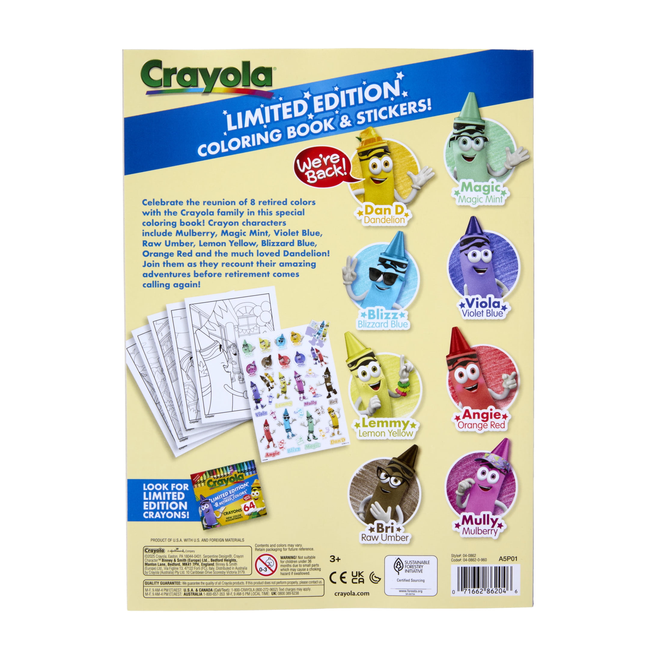 Crayola Coloring Book, Retired Crayola Colors Coloring Set, 96 Pages with Sticker Sheet,  Gift for Kids