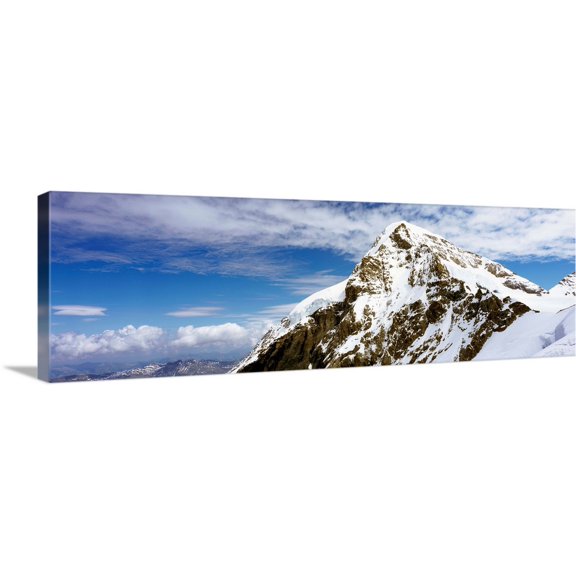 Great BIG Canvas | "Summit Of Monch Mountain In Bernese Alps" Canvas Wall Art - 60x20